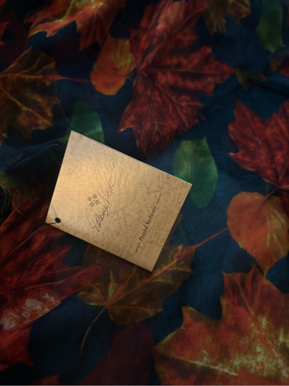 Patricia Nash Maple Leaves Print Scarf - Blue, Red, Orange, Green, Brown NWT